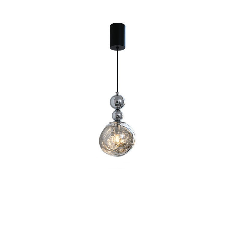Contemporary Nordic Iron Acrylic Lava Round 1-Light Pendant Light For Bedroom