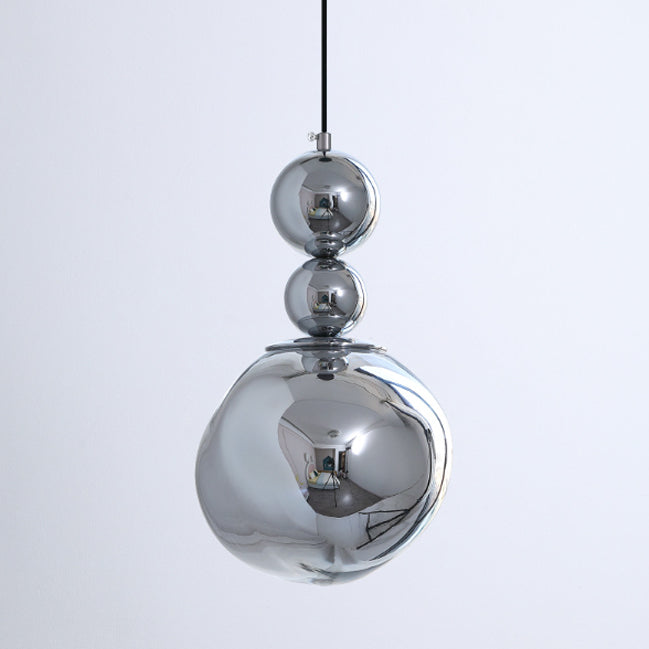 Contemporary Nordic Iron Acrylic Lava Round 1-Light Pendant Light For Bedroom