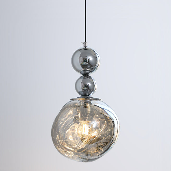 Contemporary Nordic Iron Acrylic Lava Round 1-Light Pendant Light For Bedroom