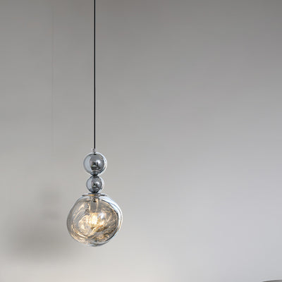 Contemporary Nordic Iron Acrylic Lava Round 1-Light Pendant Light For Bedroom