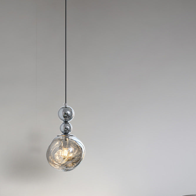 Contemporary Nordic Iron Acrylic Lava Round 1-Light Pendant Light For Bedroom