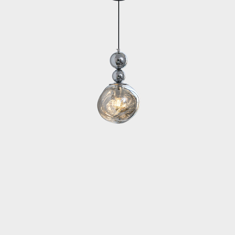Contemporary Nordic Iron Acrylic Lava Round 1-Light Pendant Light For Bedroom