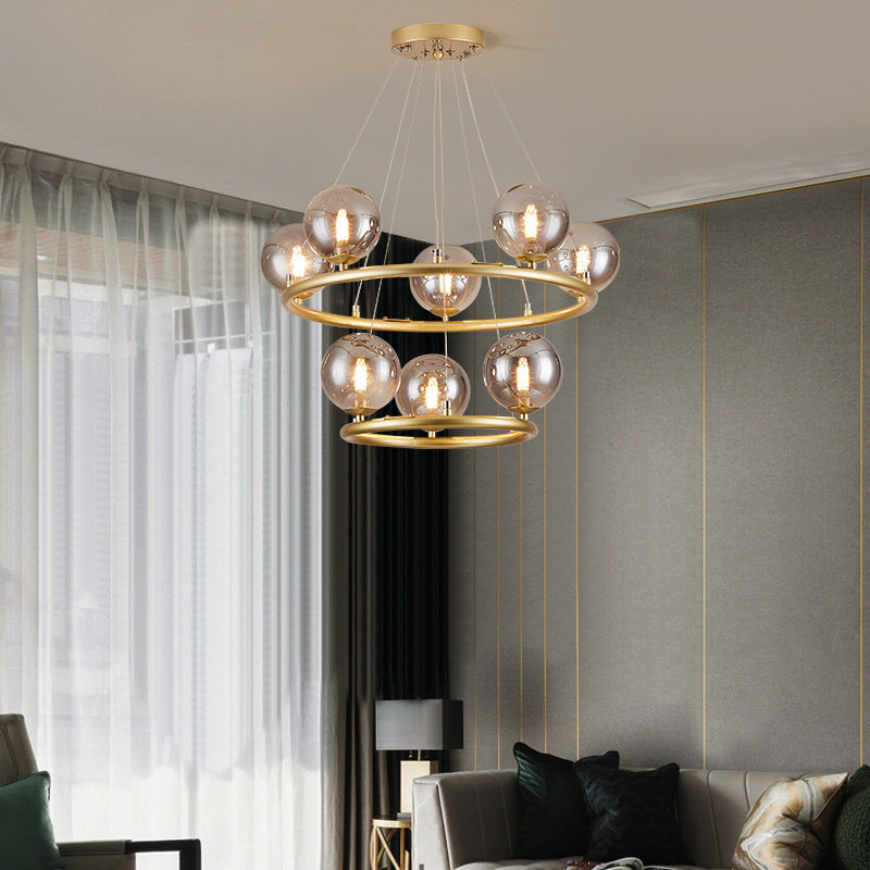Lámpara de araña contemporánea de simplicidad con marco de hierro y cilindro de madera de caucho de 3 luces para sala de estar 