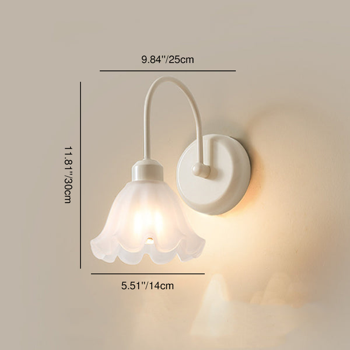 Traditionelle französische Eisenblume Glas 1-Licht Wandleuchte für Wohnzimmer 