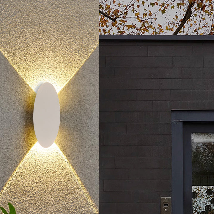 Lampe murale LED étanche elliptique en aluminium minimaliste moderne pour patio extérieur 