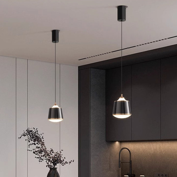 Lustre suspendu LED rond en fer acrylique nordique contemporain pour chambre à coucher 