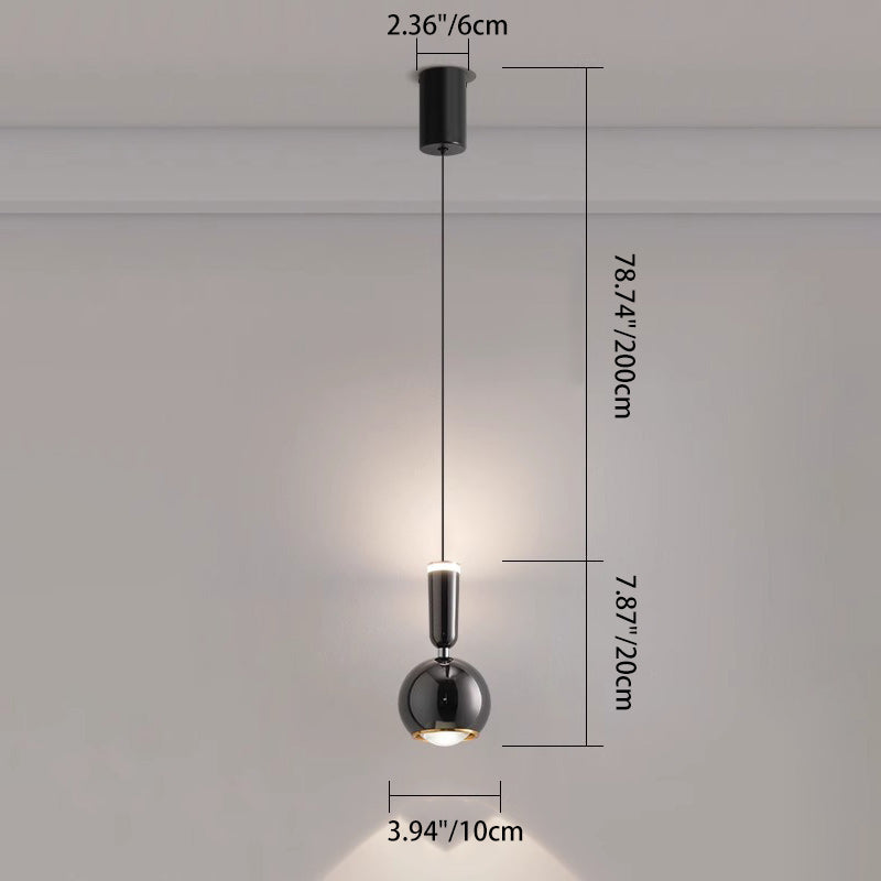 Zeitgenössische nordische Aluminium-Acryl-Rundkugel-LED-Pendelleuchte für das Schlafzimmer 