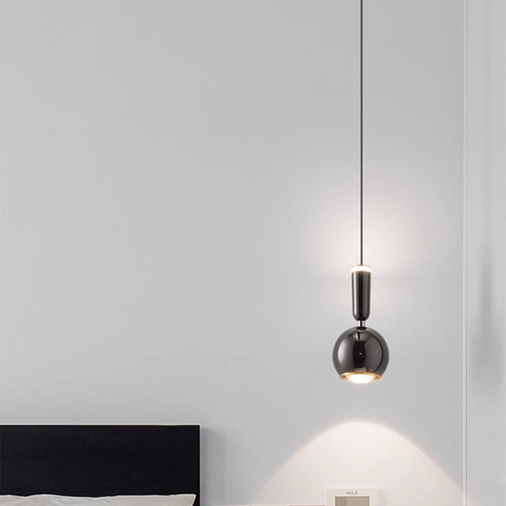 Zeitgenössische nordische Aluminium-Acryl-Rundkugel-LED-Pendelleuchte für das Schlafzimmer 