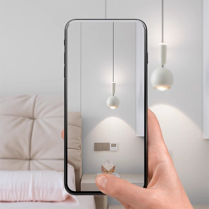 Zeitgenössische nordische Aluminium-Acryl-Rundkugel-LED-Pendelleuchte für das Schlafzimmer 