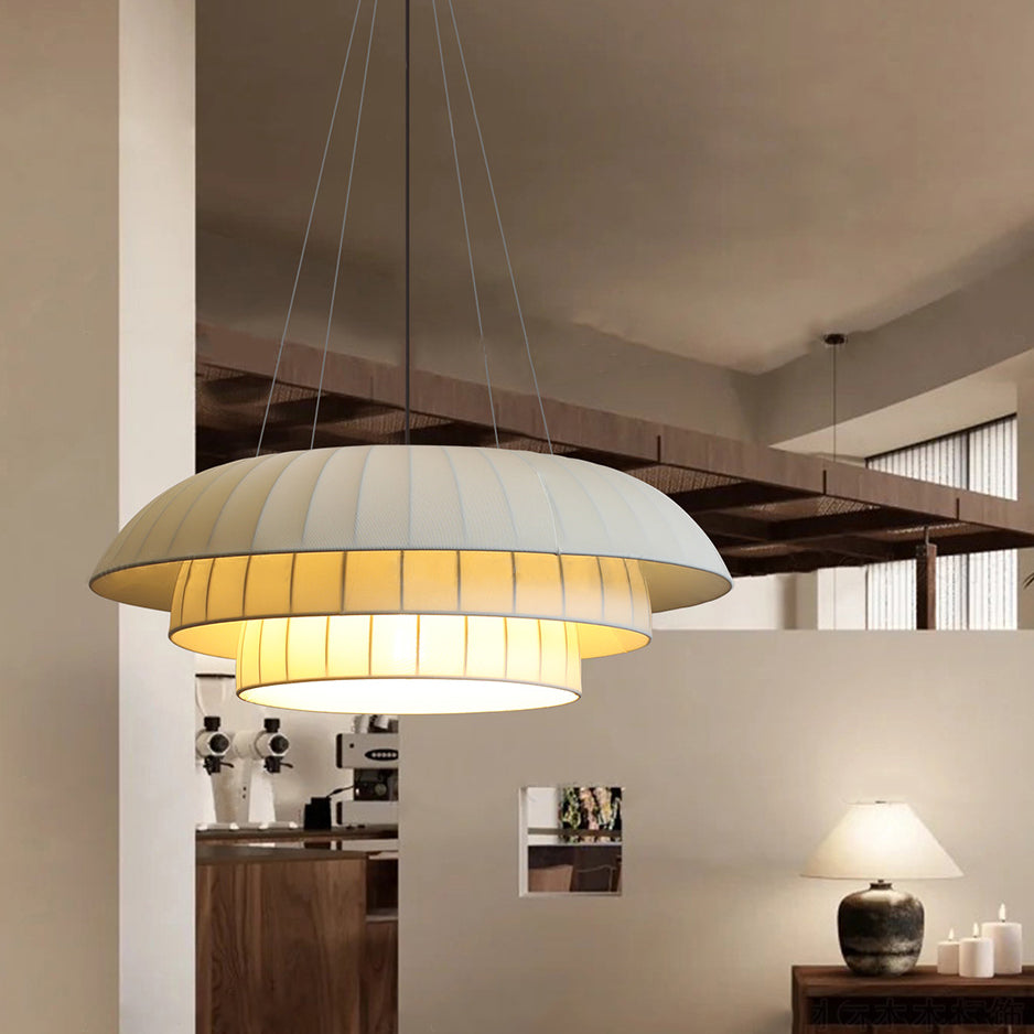 Dôme en tissu de quincaillerie japonaise traditionnelle 1 lumière suspension pour salon 