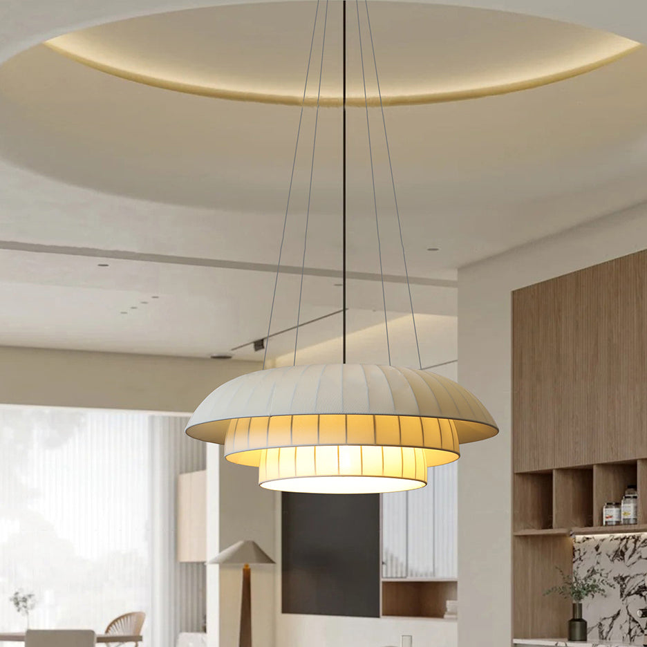 Dôme en tissu de quincaillerie japonaise traditionnelle 1 lumière suspension pour salon 