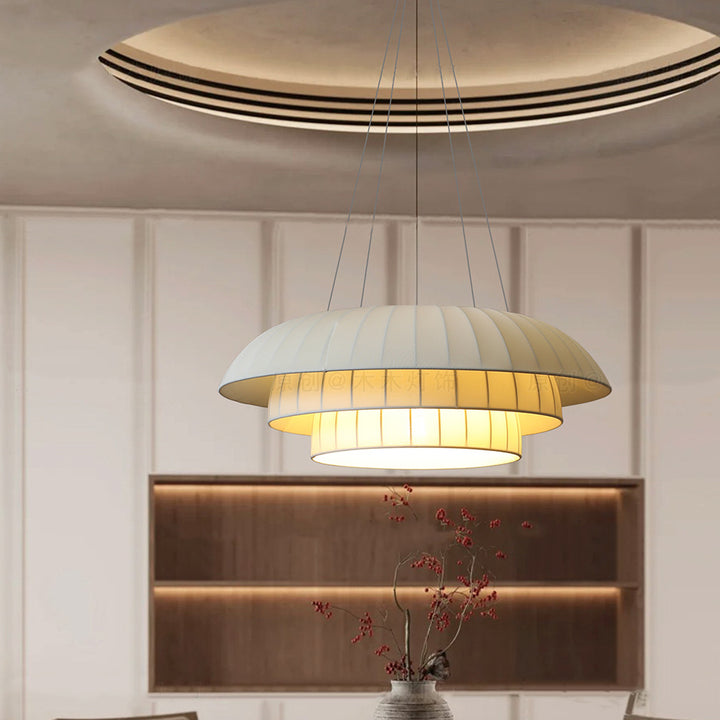 Dôme en tissu de quincaillerie japonaise traditionnelle 1 lumière suspension pour salon 
