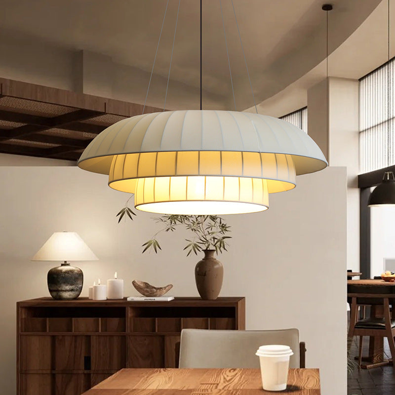 Dôme en tissu de quincaillerie japonaise traditionnelle 1 lumière suspension pour salon 