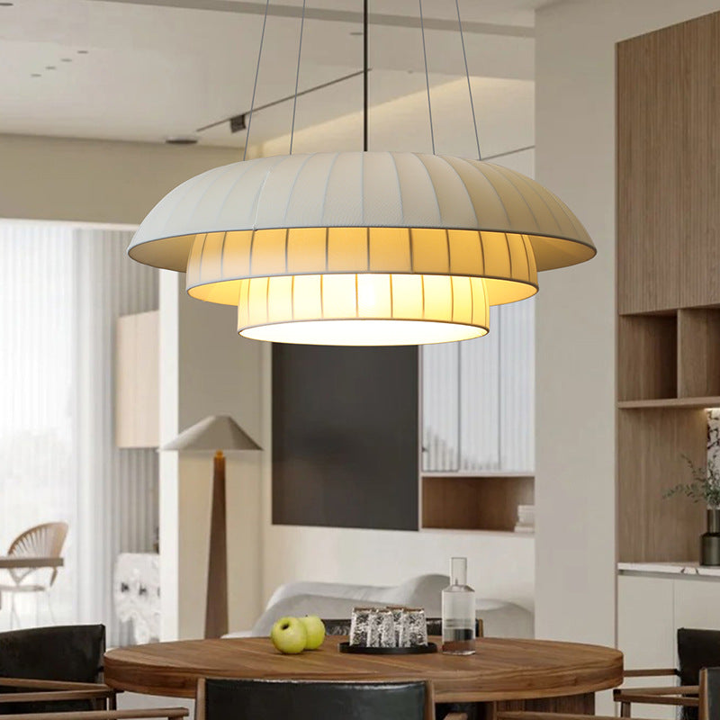 Dôme en tissu de quincaillerie japonaise traditionnelle 1 lumière suspension pour salon 