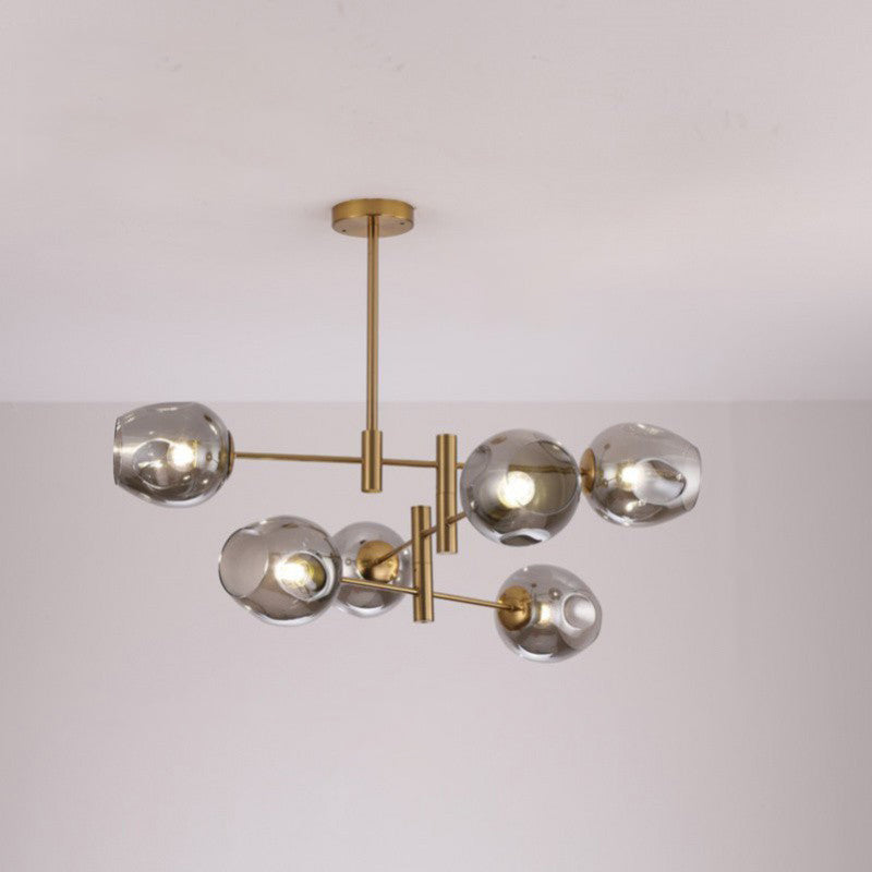Contemporary Luxury Iron Round Glass Ball Shade 6-Light Chandelier For Living Room