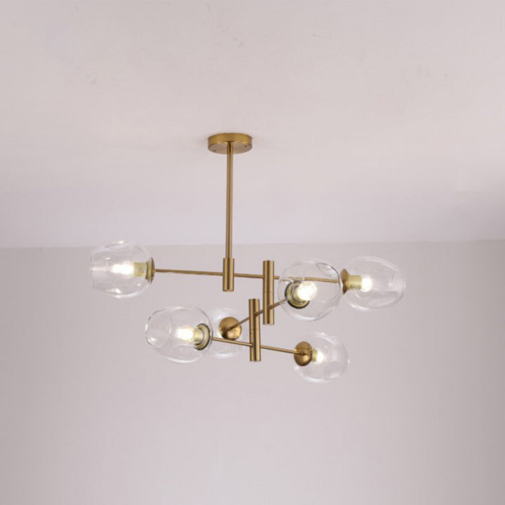 Contemporary Luxury Iron Round Glass Ball Shade 6-Light Chandelier For Living Room