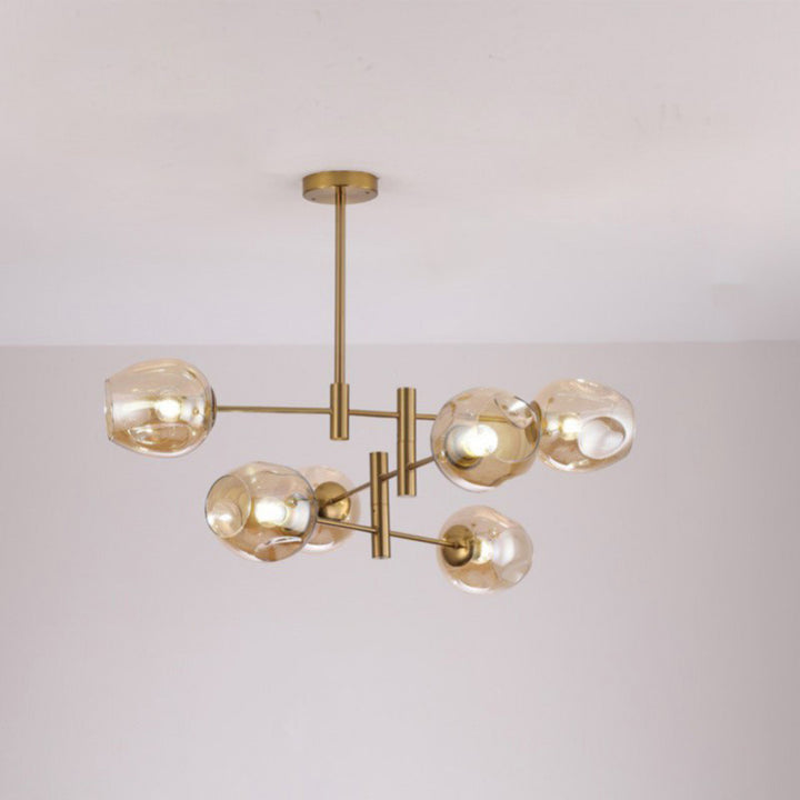 Contemporary Luxury Iron Round Glass Ball Shade 6-Light Chandelier For Living Room