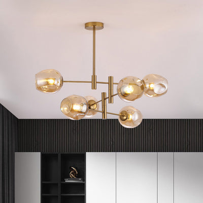 Traditioneller französischer Metallrahmen Holzstoff Rundschirm 8-Licht Kronleuchter für Wohnzimmer 