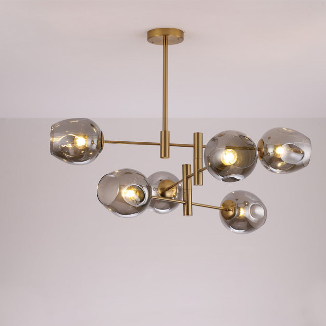 Contemporary Luxury Iron Round Glass Ball Shade 6-Light Chandelier For Living Room
