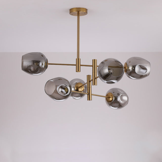 Contemporary Luxury Iron Round Glass Ball Shade 6-Light Chandelier For Living Room