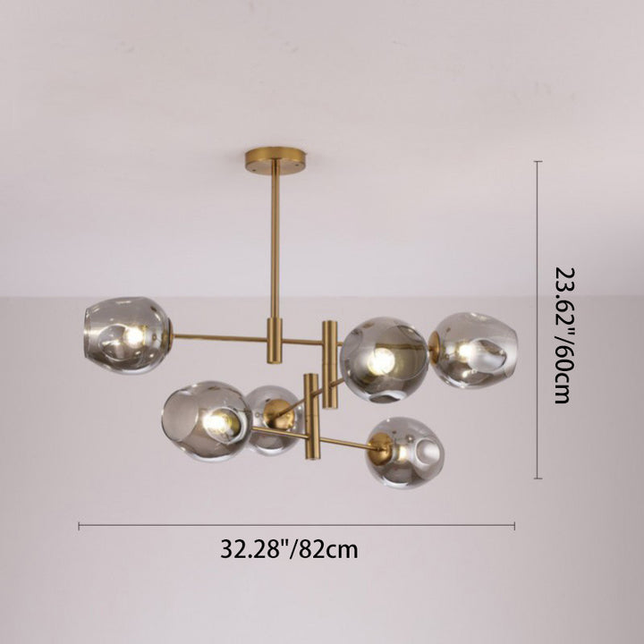 Zeitgenössischer Luxus Eisen Runde Glas Kugel Schirm 6-Licht Kronleuchter Für Wohnzimmer 