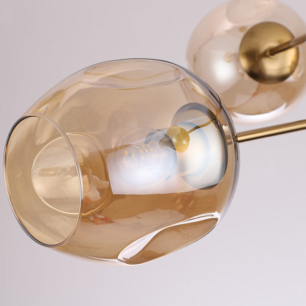Contemporary Luxury Iron Round Glass Ball Shade 6-Light Chandelier For Living Room