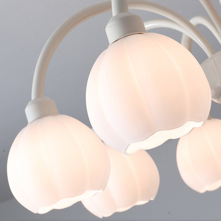 Cadre en fer traditionnel français avec abat-jour en verre pour fleurs, lustre à 8 lumières pour salon 