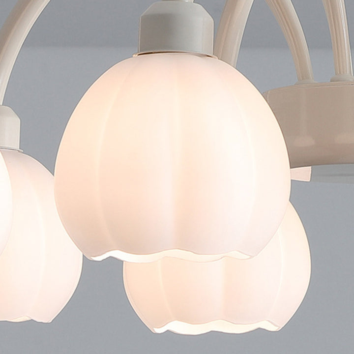 Cadre en fer traditionnel français avec abat-jour en verre pour fleurs, lustre à 8 lumières pour salon 