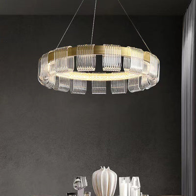 Contemporary Luxury Aluminum Acrylic Circle Ring LED Pendant Light For Bedroom