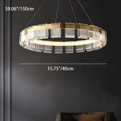 Contemporary Luxury Aluminum Acrylic Circle Ring LED Pendant Light For Bedroom