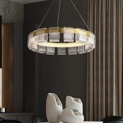 Contemporary Luxury Aluminum Acrylic Circle Ring LED Pendant Light For Bedroom