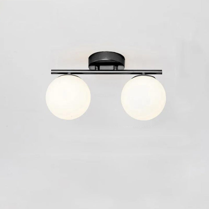 Traditional French Iron Glass Ball Shade 2/3-Light Semi-Flush Mount Ceiling Light For Living Room