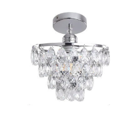 Contemporary Luxury Hardware Crystal 1-Light Semi-Flush Mount Ceiling Light For Living Room