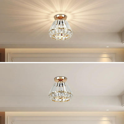 Contemporary Luxury Sparkle Crystal Diamond Shade 1-Light Semi-Flush Mount Ceiling Light For Living Room