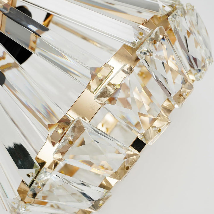 Lustre de plafond semi-encastré à 1 lumière avec abat-jour en cristal diamant étincelant de luxe contemporain pour salon 