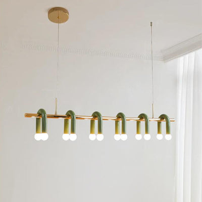 Contemporary Scandinavian U-Shaped Hardware Acrylic LED Island Light Chandelier For Living Room