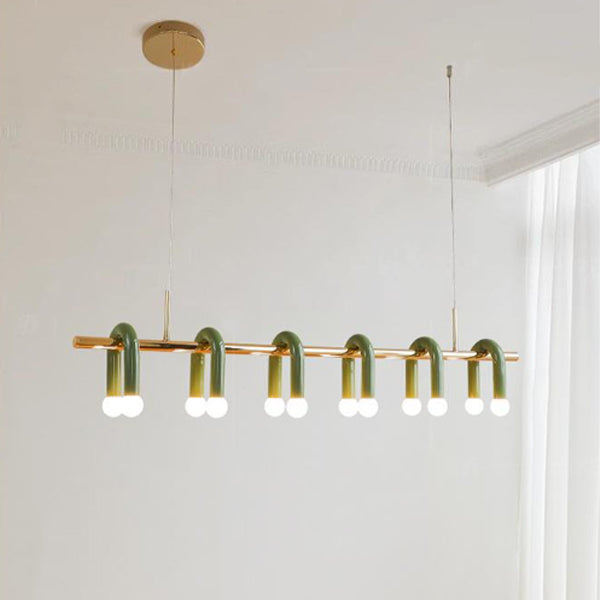 Contemporary Scandinavian U-Shaped Hardware Acrylic LED Island Light Chandelier For Living Room
