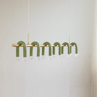 Contemporary Scandinavian U-Shaped Hardware Acrylic LED Island Light Chandelier For Living Room