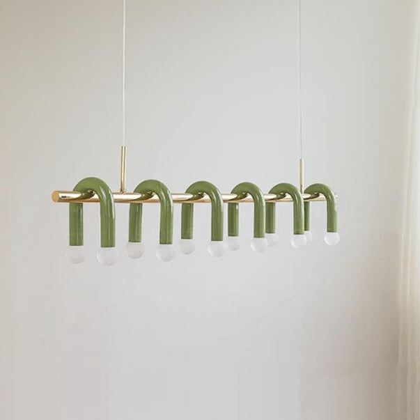 Contemporary Scandinavian U-Shaped Hardware Acrylic LED Island Light Chandelier For Living Room