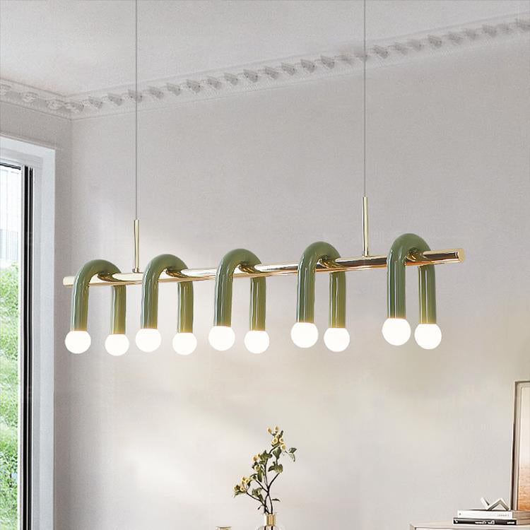 Contemporary Scandinavian U-Shaped Hardware Acrylic LED Island Light Chandelier For Living Room