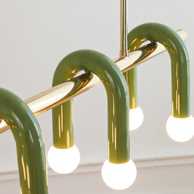 Contemporary Scandinavian U-Shaped Hardware Acrylic LED Island Light Chandelier For Living Room