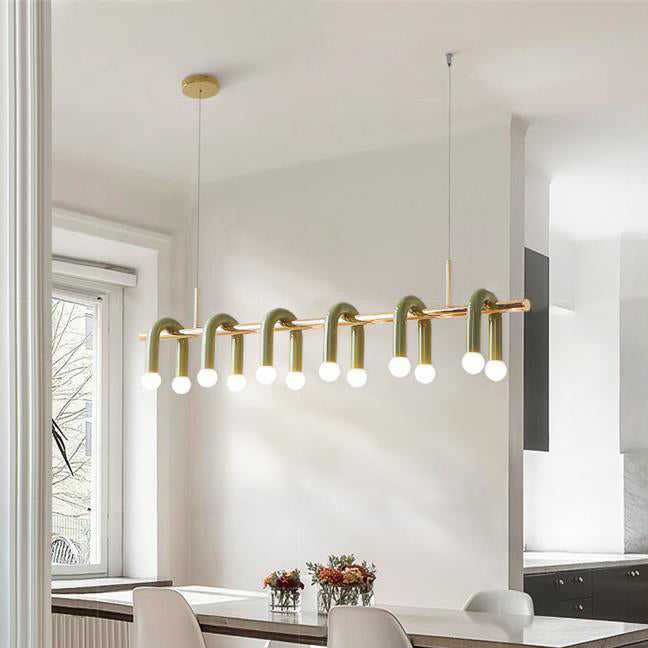 Contemporary Scandinavian U-Shaped Hardware Acrylic LED Island Light Chandelier For Living Room