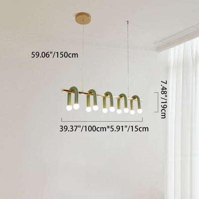 Contemporary Scandinavian U-Shaped Hardware Acrylic LED Island Light Chandelier For Living Room