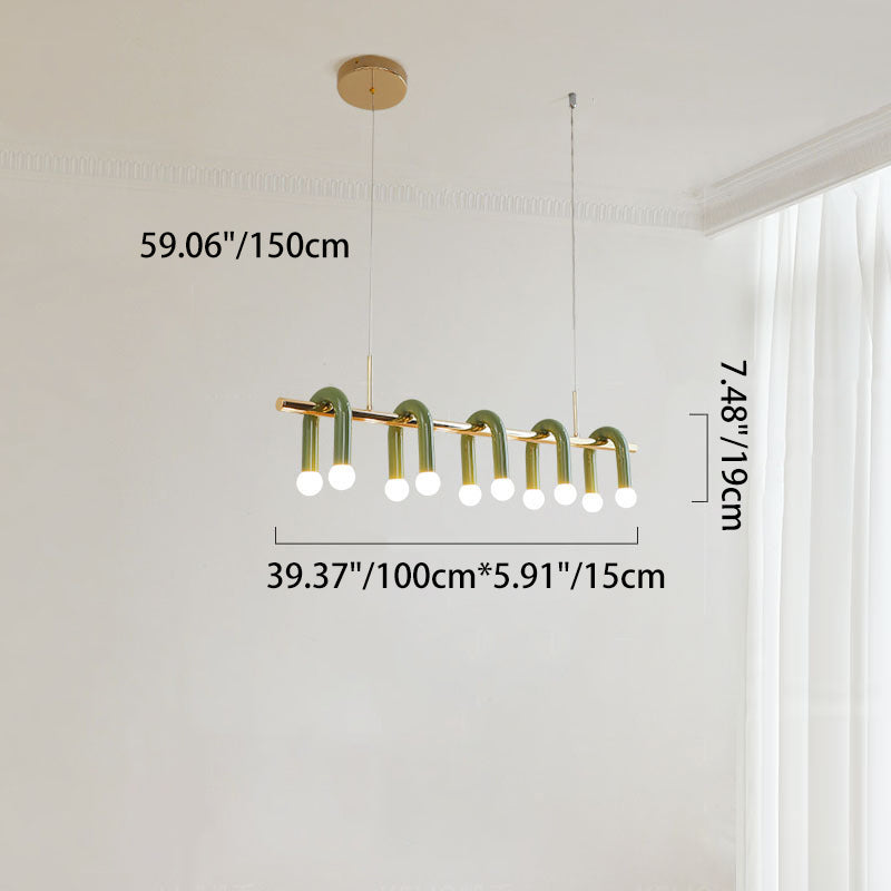 Contemporary Scandinavian U-Shaped Hardware Acrylic LED Island Light Chandelier For Living Room