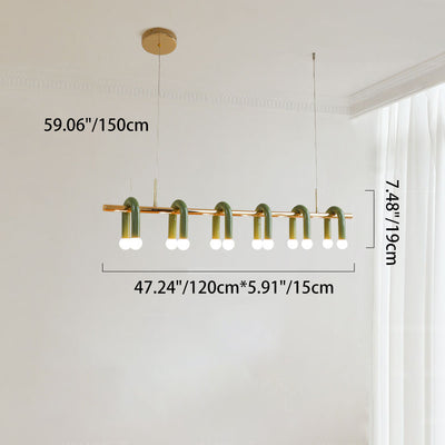Contemporary Scandinavian U-Shaped Hardware Acrylic LED Island Light Chandelier For Living Room