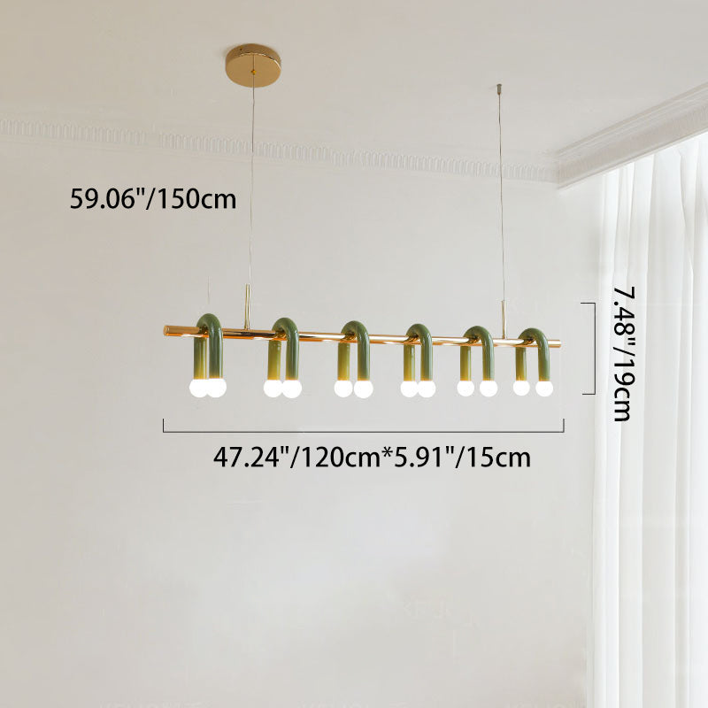 Contemporary Scandinavian U-Shaped Hardware Acrylic LED Island Light Chandelier For Living Room