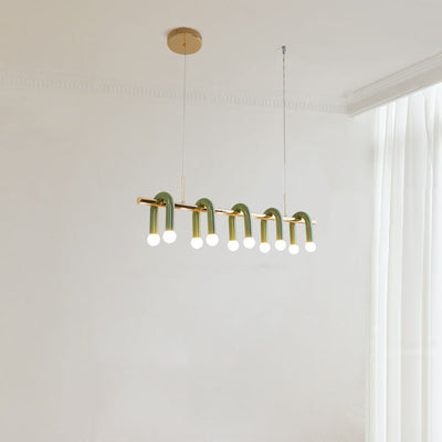 Contemporary Scandinavian U-Shaped Hardware Acrylic LED Island Light Chandelier For Living Room