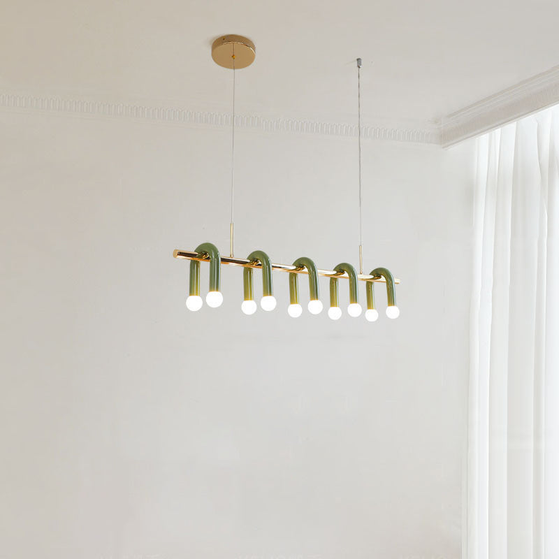 Contemporary Scandinavian U-Shaped Hardware Acrylic LED Island Light Chandelier For Living Room