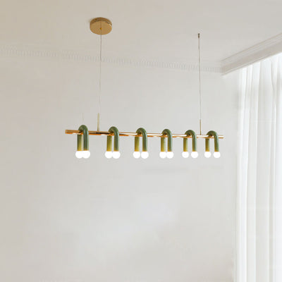 Contemporary Scandinavian U-Shaped Hardware Acrylic LED Island Light Chandelier For Living Room
