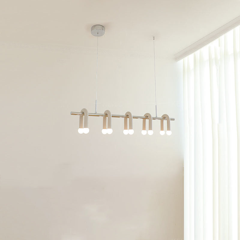 Contemporary Scandinavian U-Shaped Hardware Acrylic LED Island Light Chandelier For Living Room